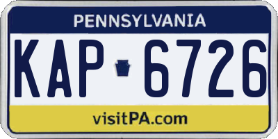 PA license plate KAP6726