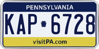 PA license plate KAP6728