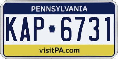 PA license plate KAP6731