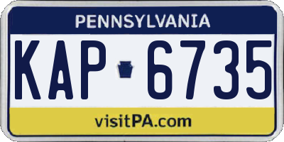 PA license plate KAP6735