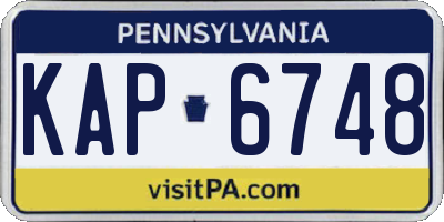 PA license plate KAP6748