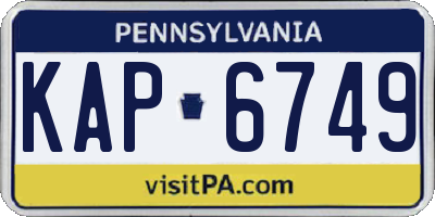 PA license plate KAP6749