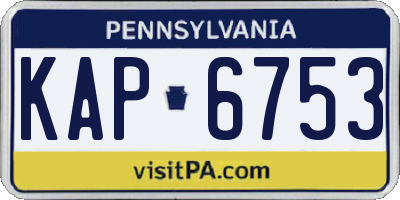 PA license plate KAP6753