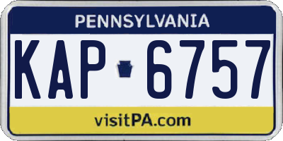PA license plate KAP6757