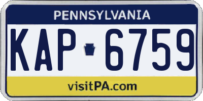 PA license plate KAP6759