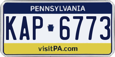 PA license plate KAP6773