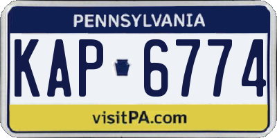 PA license plate KAP6774