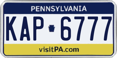 PA license plate KAP6777