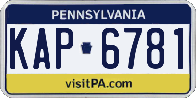 PA license plate KAP6781
