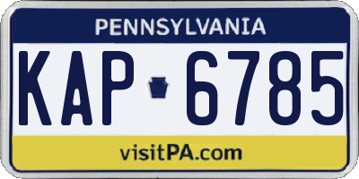 PA license plate KAP6785