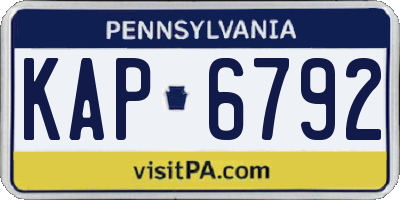 PA license plate KAP6792