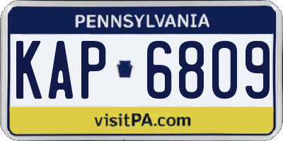PA license plate KAP6809