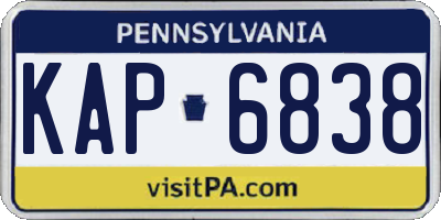 PA license plate KAP6838
