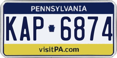 PA license plate KAP6874