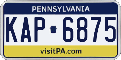 PA license plate KAP6875