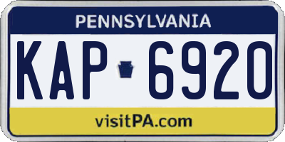 PA license plate KAP6920