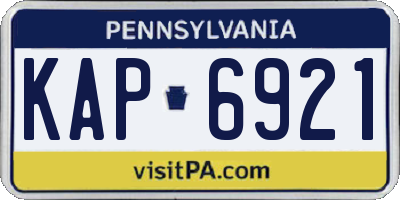 PA license plate KAP6921