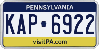 PA license plate KAP6922