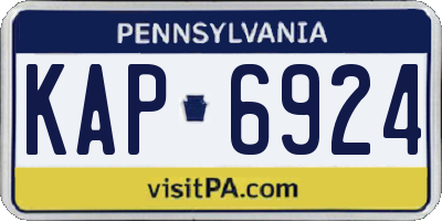 PA license plate KAP6924