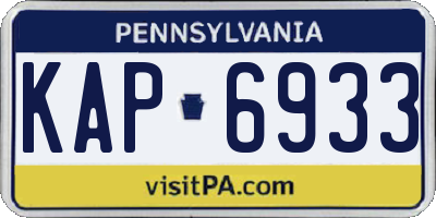 PA license plate KAP6933