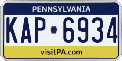 PA license plate KAP6934