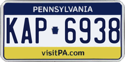 PA license plate KAP6938