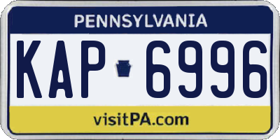 PA license plate KAP6996