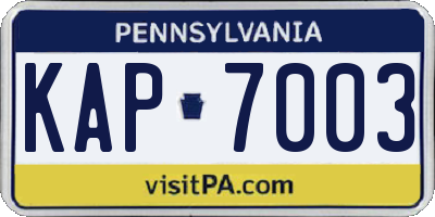 PA license plate KAP7003