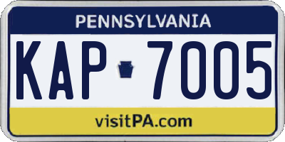 PA license plate KAP7005