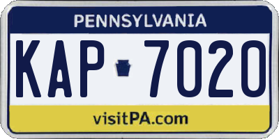 PA license plate KAP7020
