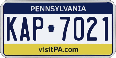 PA license plate KAP7021