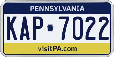 PA license plate KAP7022