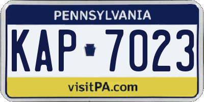PA license plate KAP7023