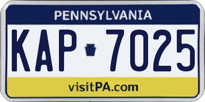 PA license plate KAP7025