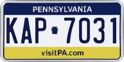 PA license plate KAP7031