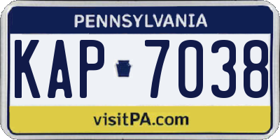 PA license plate KAP7038