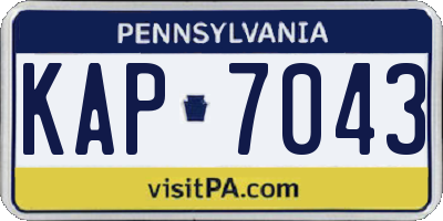 PA license plate KAP7043