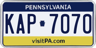 PA license plate KAP7070