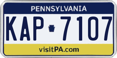 PA license plate KAP7107