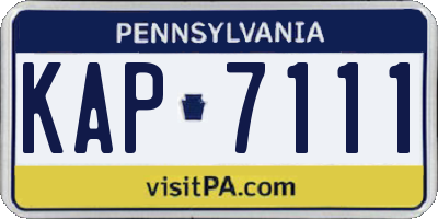 PA license plate KAP7111