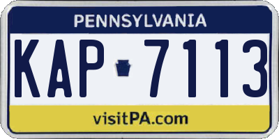 PA license plate KAP7113