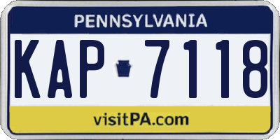 PA license plate KAP7118