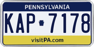 PA license plate KAP7178
