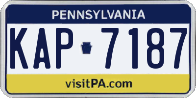 PA license plate KAP7187