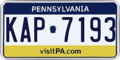 PA license plate KAP7193
