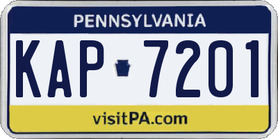 PA license plate KAP7201