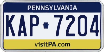 PA license plate KAP7204