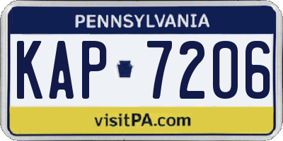 PA license plate KAP7206