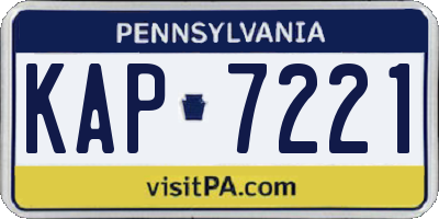 PA license plate KAP7221