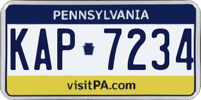 PA license plate KAP7234